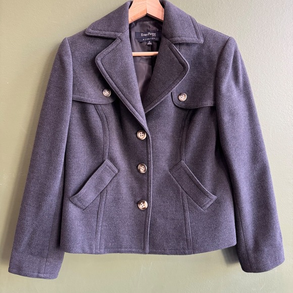 Evan Picone Jackets & Blazers - Evan Picone Petite 4P Gray Stretch Blazer Wool Career Jacket‎ Office